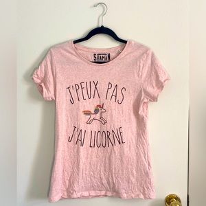 Le Fabuleux Shaman Light Pink Unicorn Short Sleeved Tee Shirt Size Large